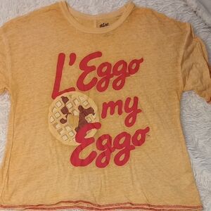 H&M Women's Orange 'L'Eggo My Eggo' Short Sleeve Tee